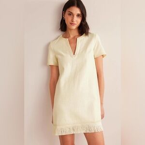 Boden Light Cream Fringe Mini Dress